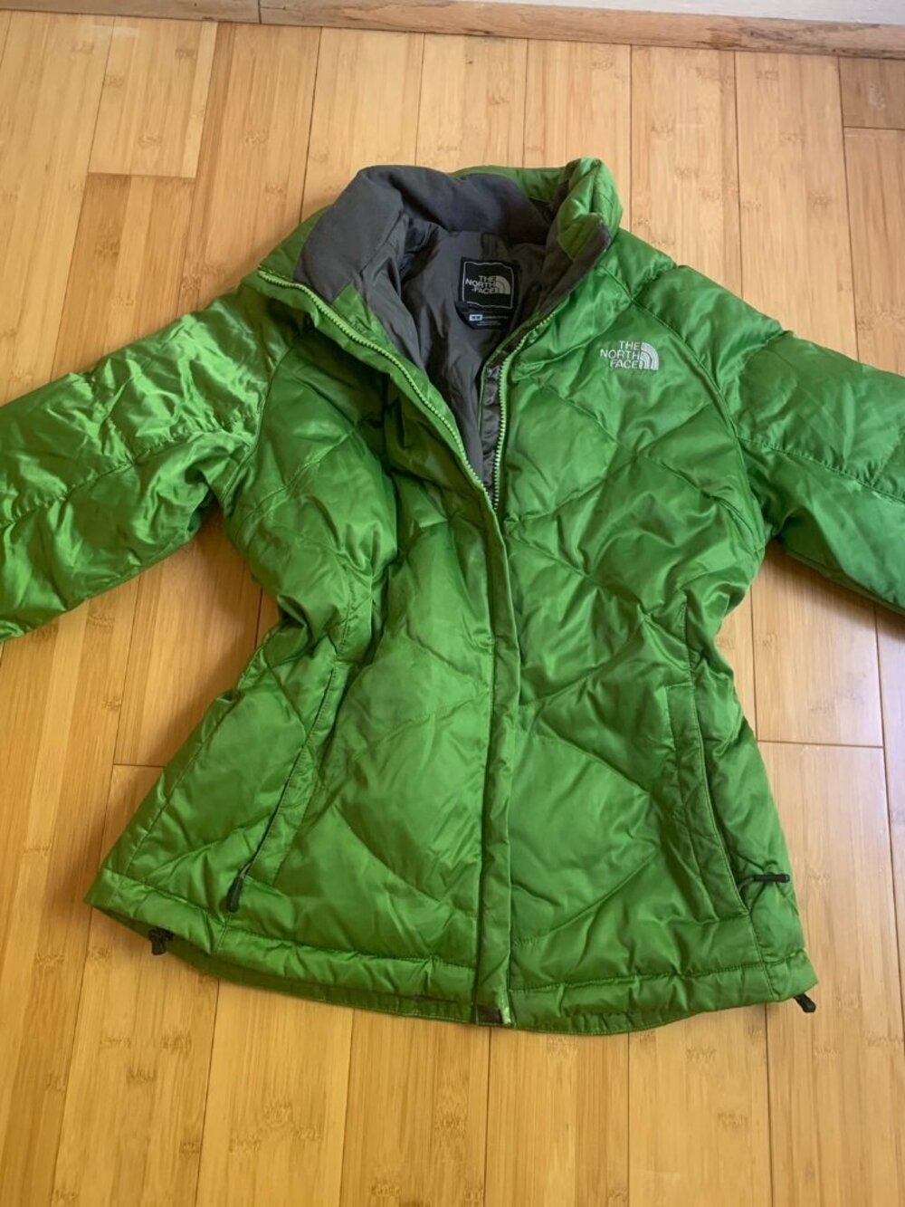 Green North Face Puffy Winter Coat